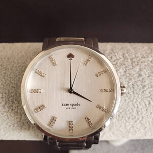 Kate Spade Silver Tone Gramercy Watch With Crystal Hour Markers Stainless Steel